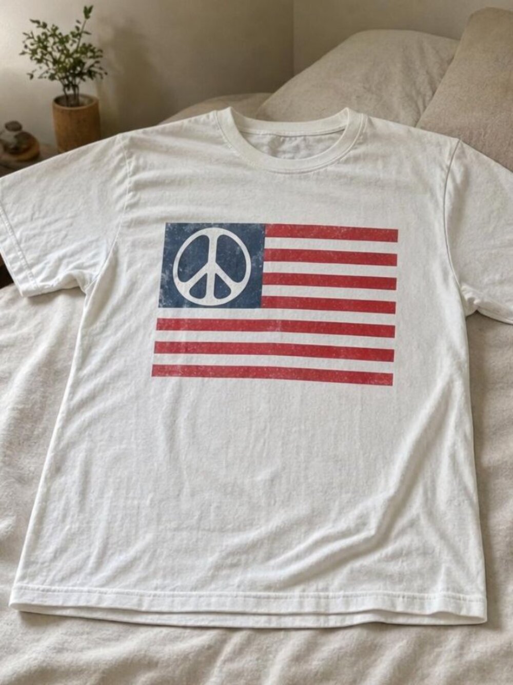 Peace Flag Graphic Tee White Unisex